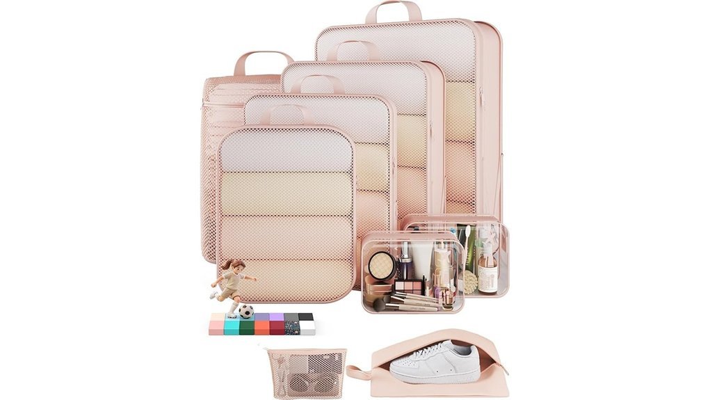 beige travel packing cubes