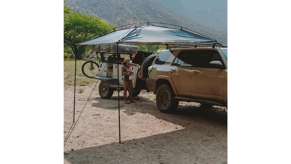 blue portable vehicle awning