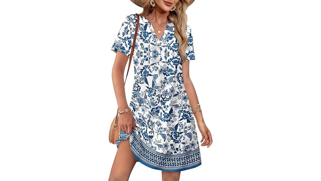 casual v neck summer dress