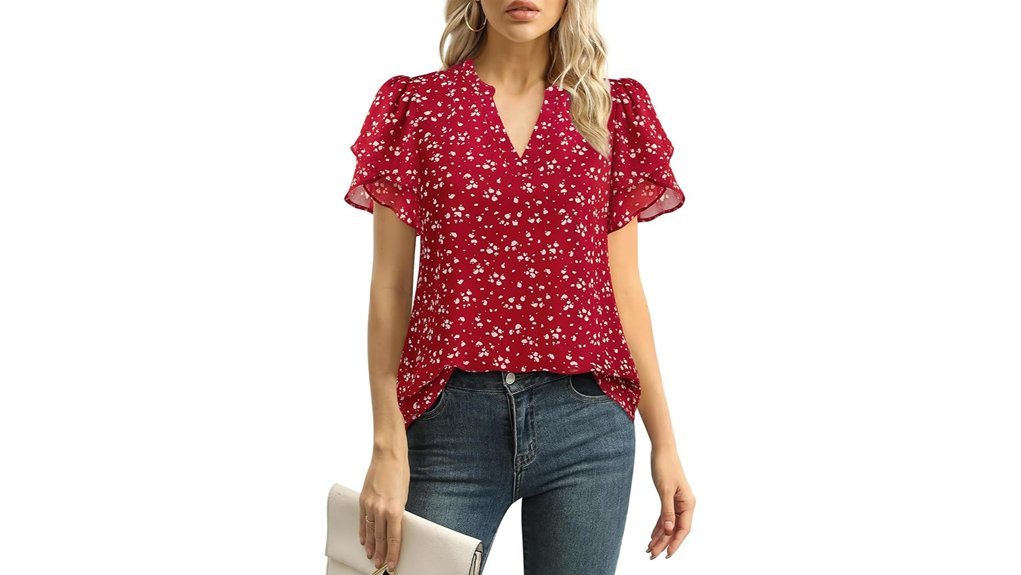 chiffon v neck work blouse