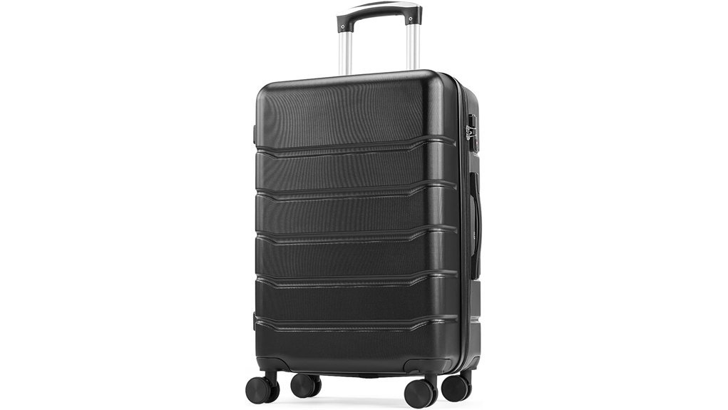 compact black spinner luggage