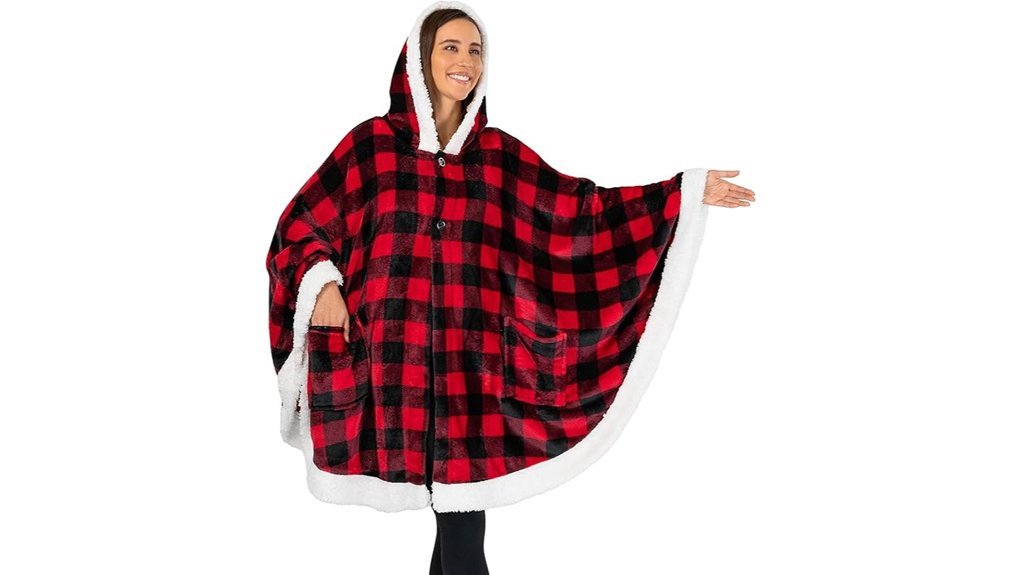 cozy hooded fleece poncho