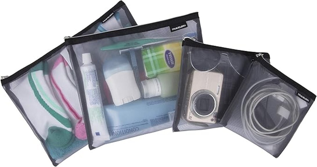 gray mesh pouches set