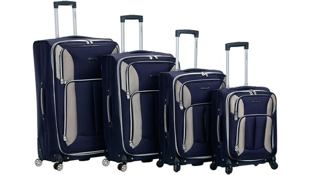 navy four piece luggage set