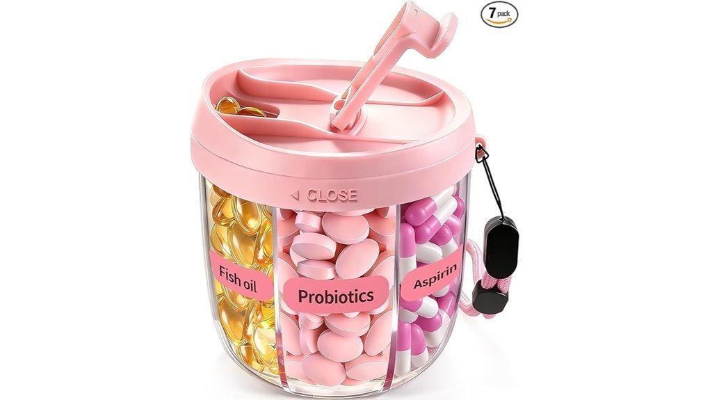 pink travel pill organizer