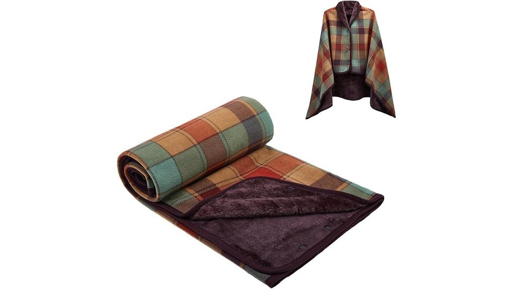 plaid fleece poncho blanket