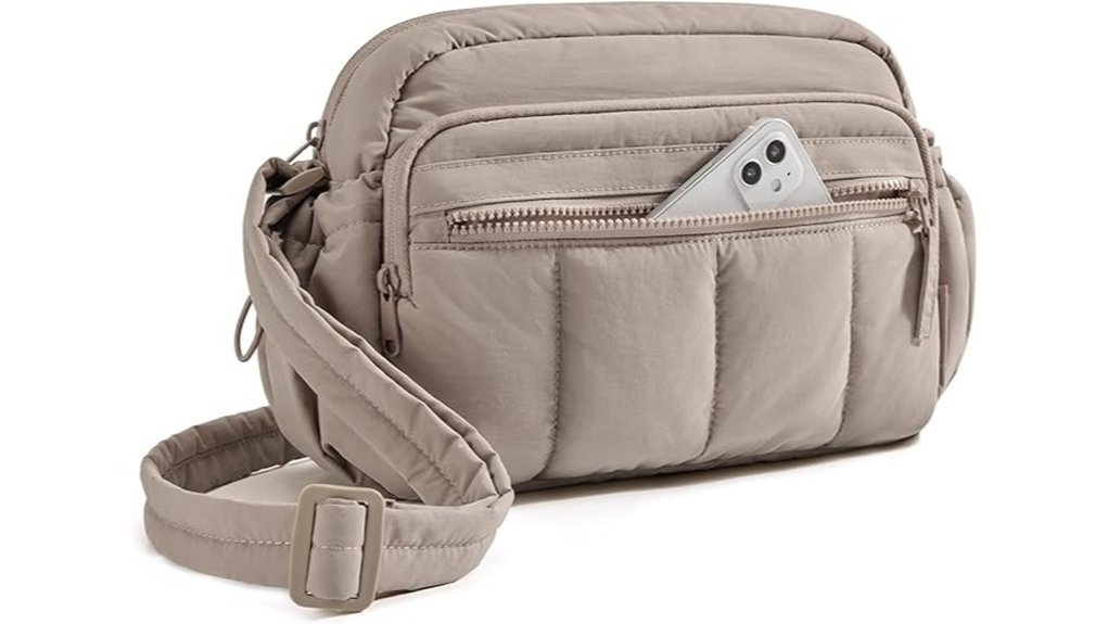 quilted medium brown crossbody bag