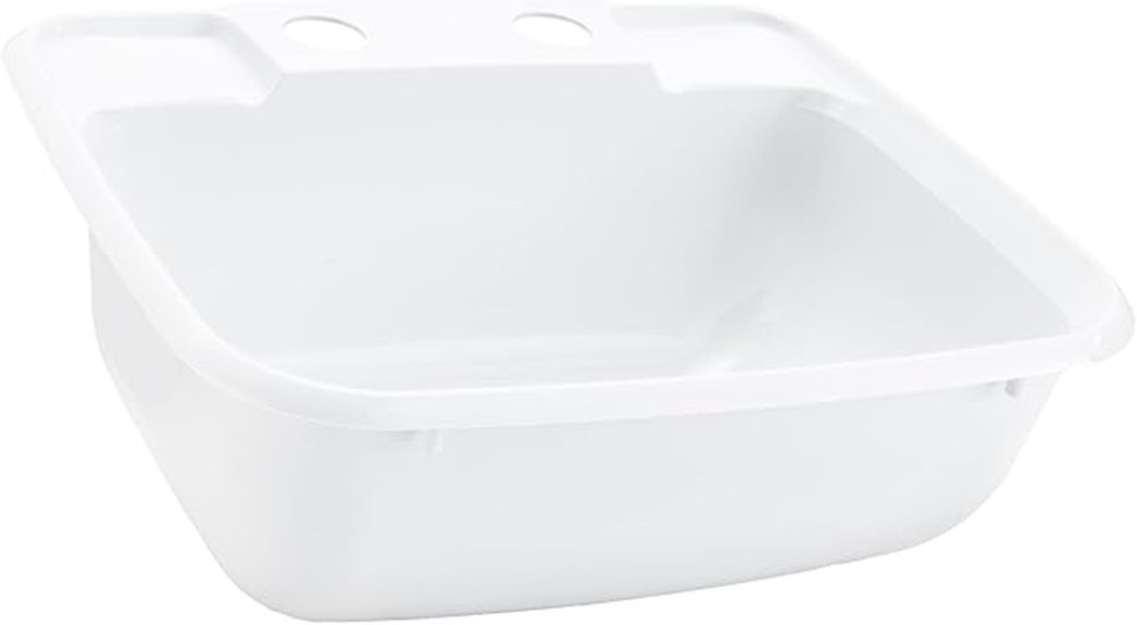 rectangular white rv sink