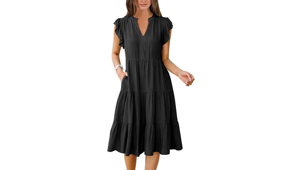 ruffle sleeve midi dress