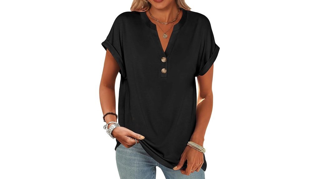 women s v neck henley top