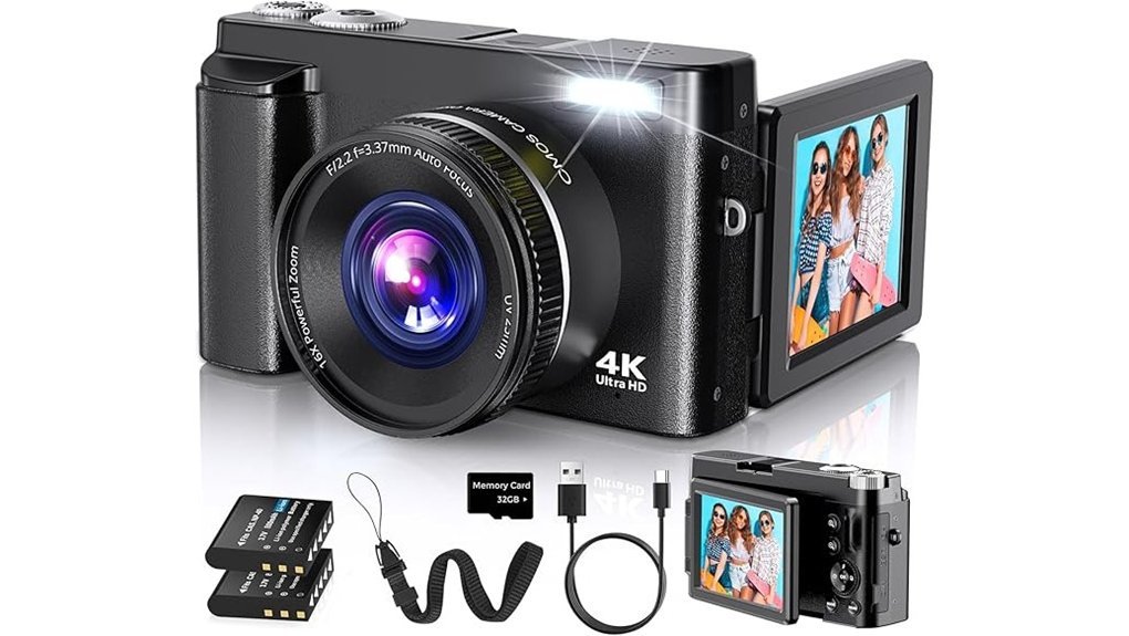 4k vlogging camera flip screen