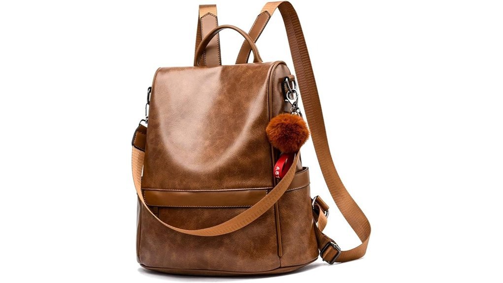 anti theft leather backpack purse