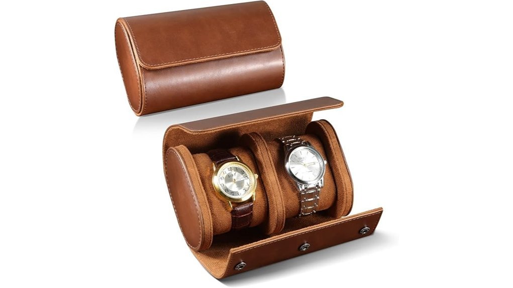 brown watch roll case