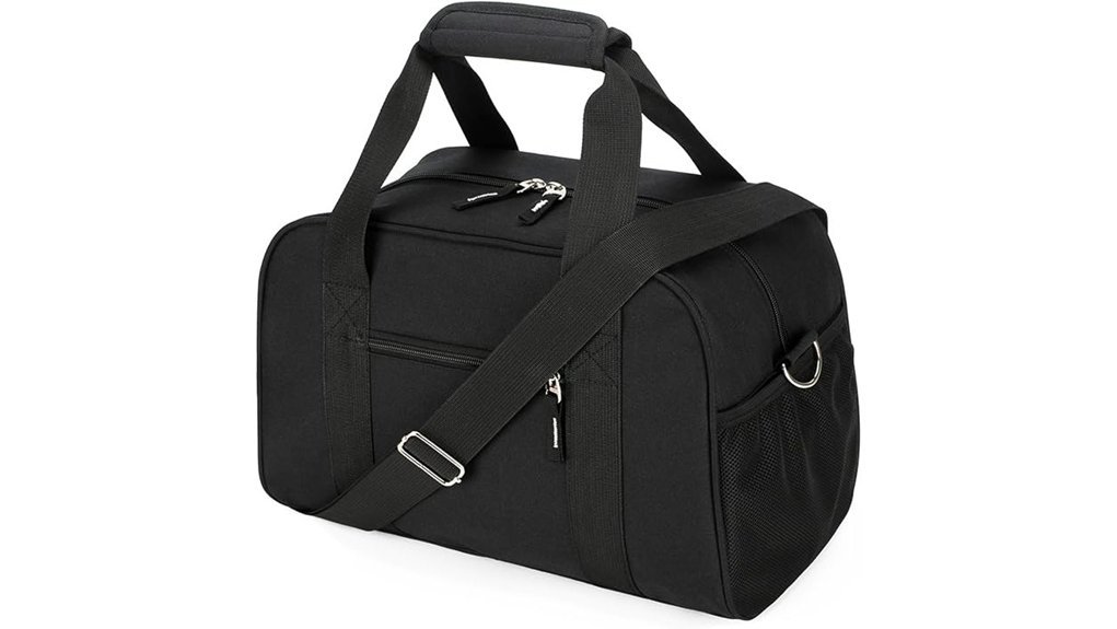 compact black gym bag