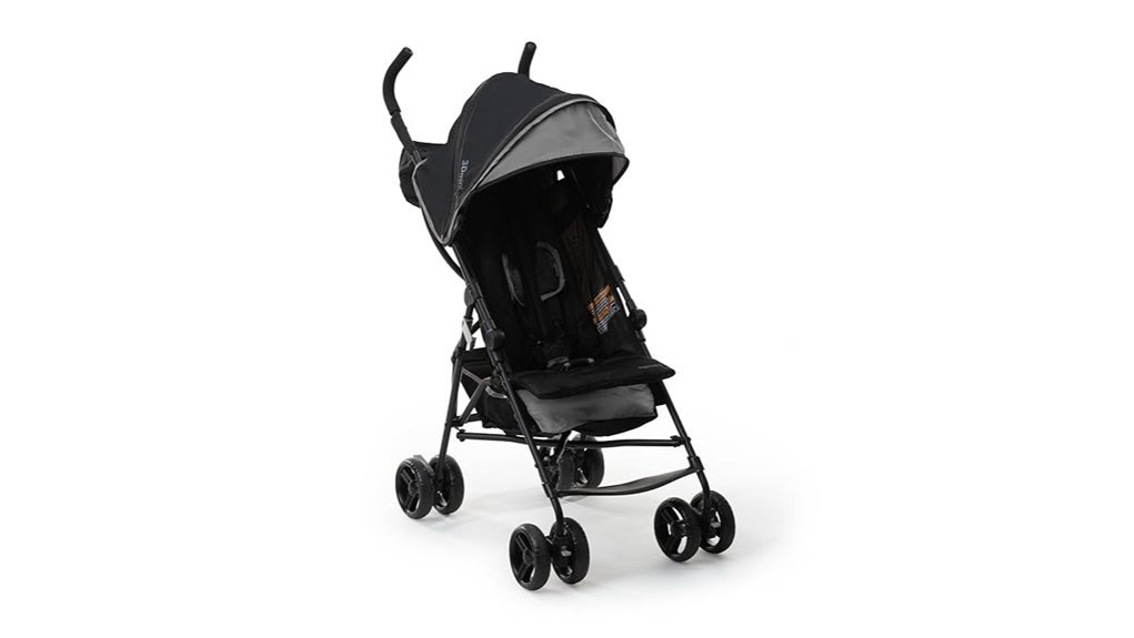 compact gray travel stroller