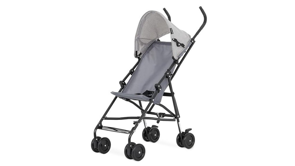compact grey travel stroller