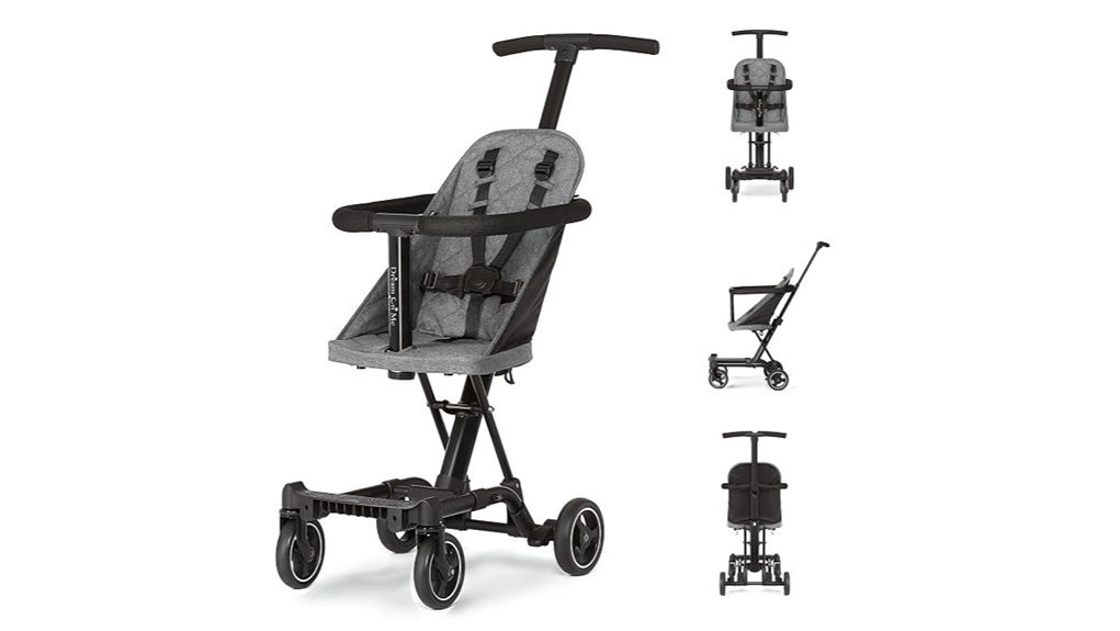 compact grey travel stroller