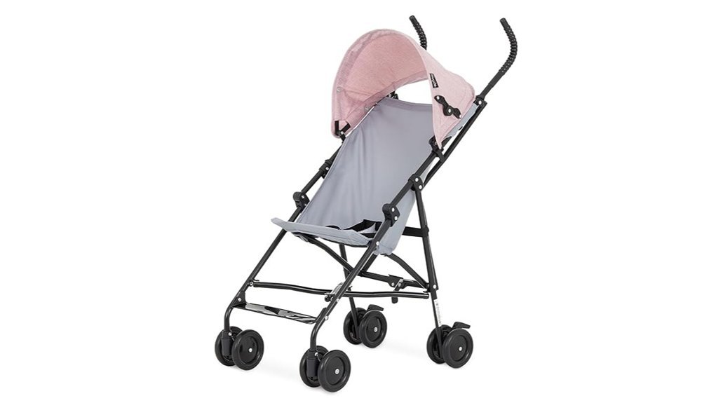 compact pink travel stroller