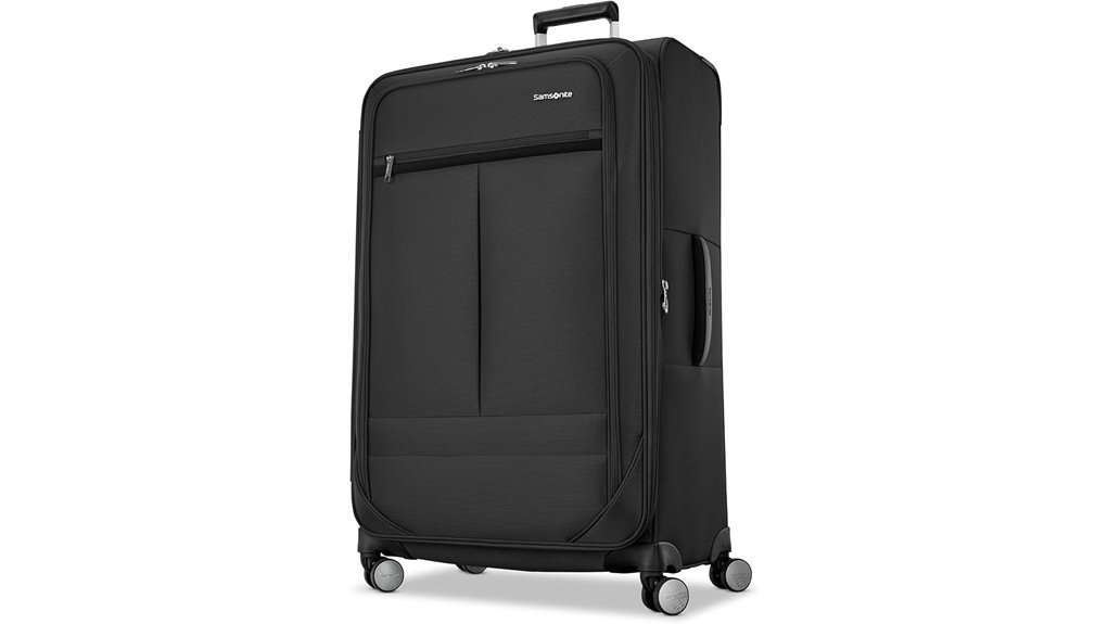 expandable black spinner suitcase