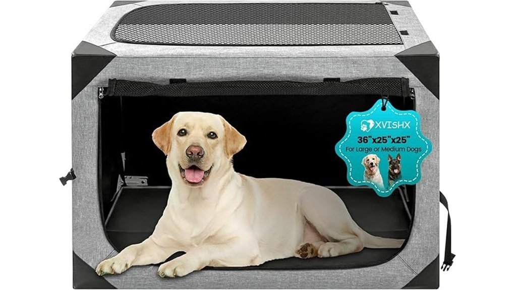 foldable dog crate three doors