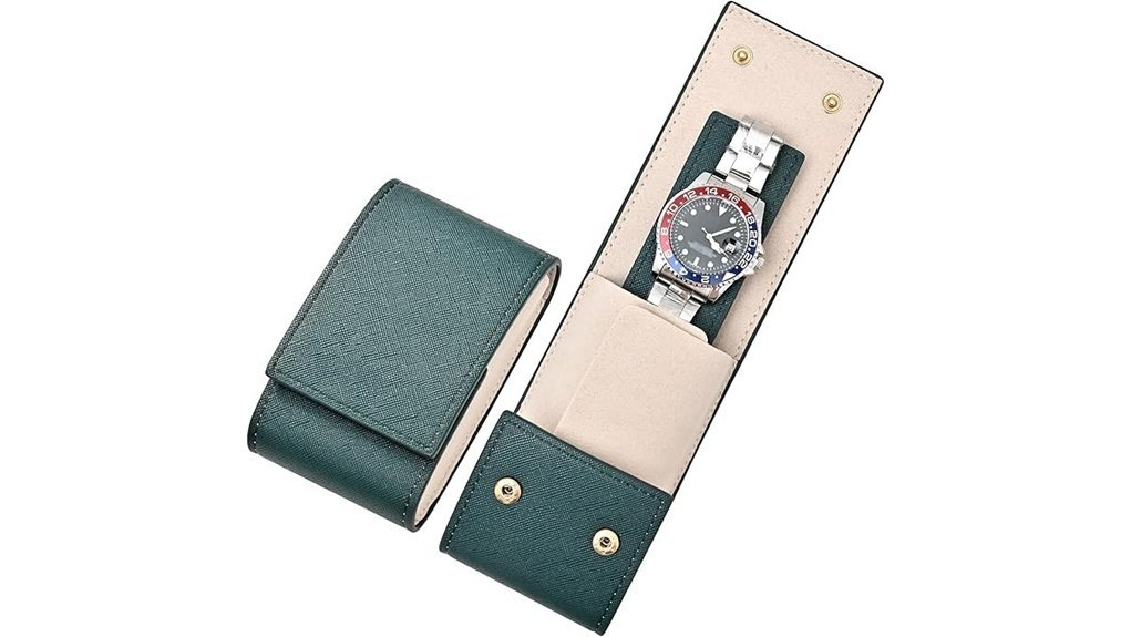 green white leather watch case