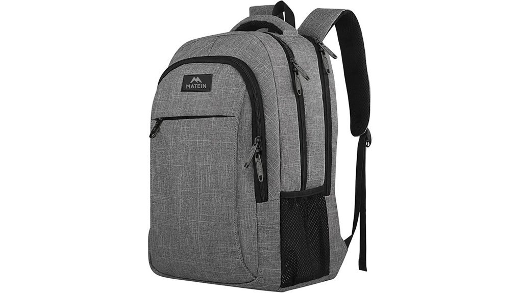 grey anti theft laptop backpack