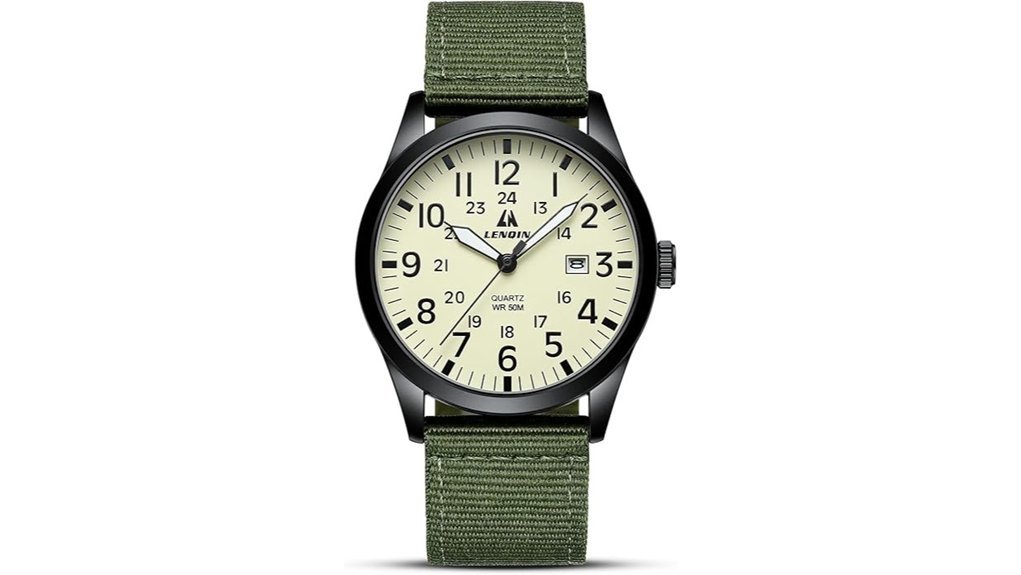 military style quartz watch