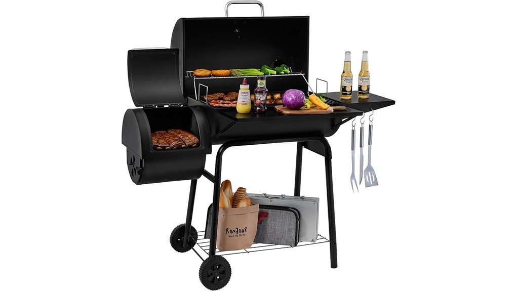 charcoal grill with smoker