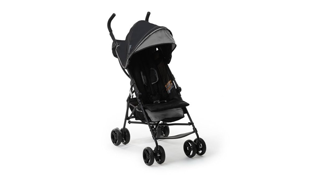compact gray travel stroller
