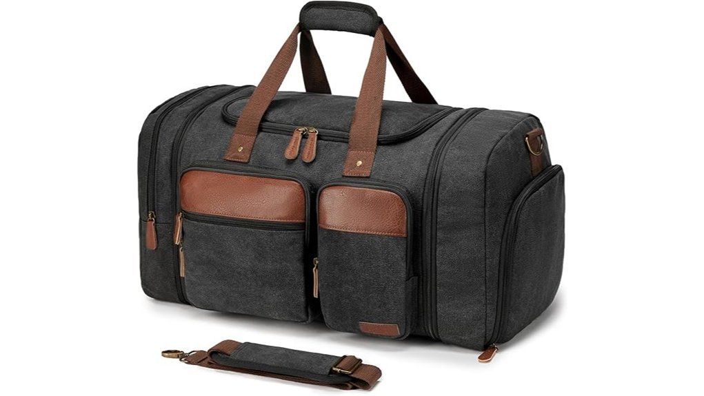 expandable dark grey duffle