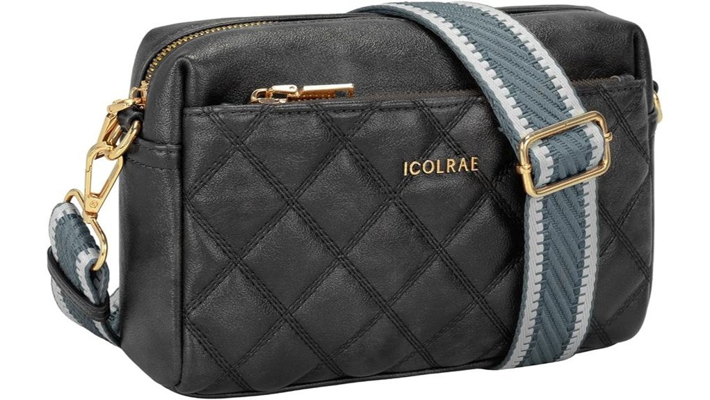 quilted triple zip crossbody