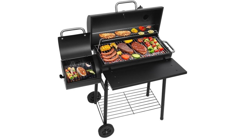 spacious charcoal grill smoker
