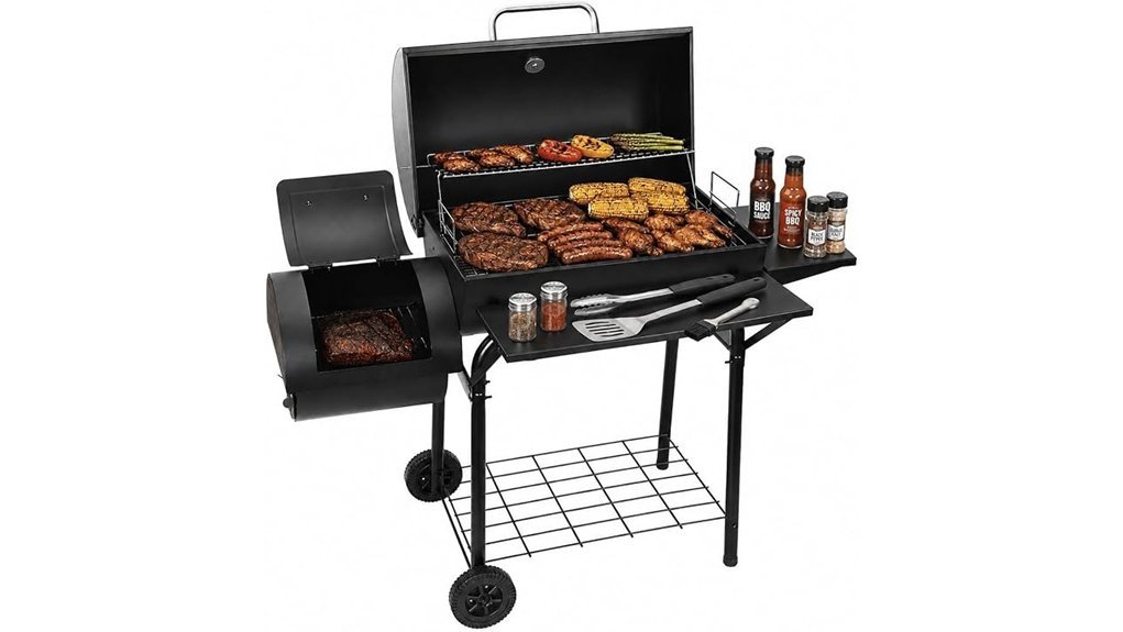spacious charcoal grill smoker